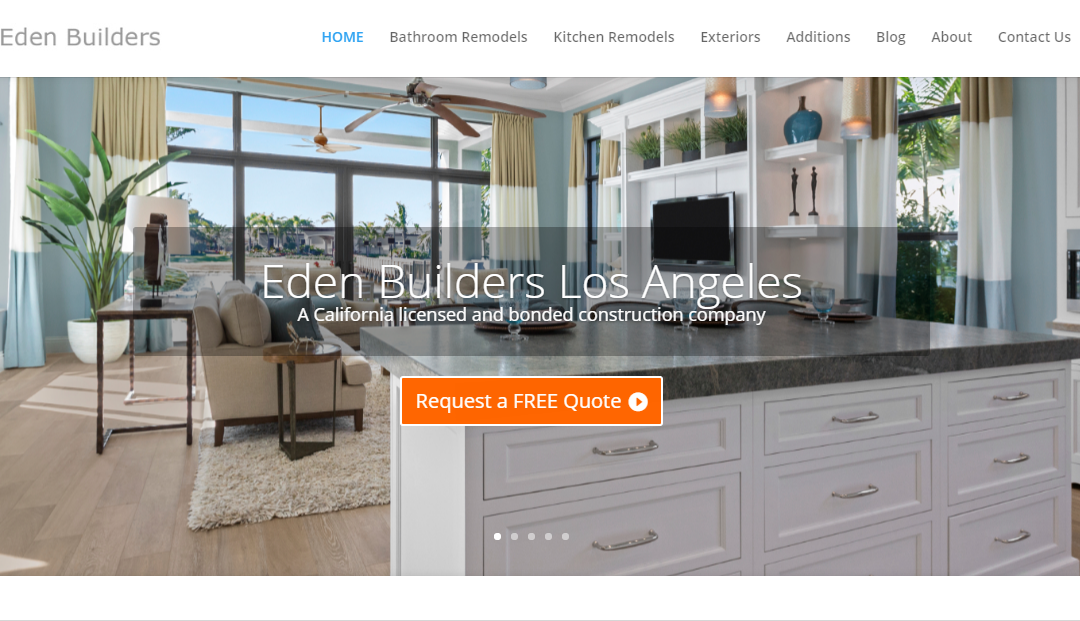 Eden Builders construction website in Woodland Hills
