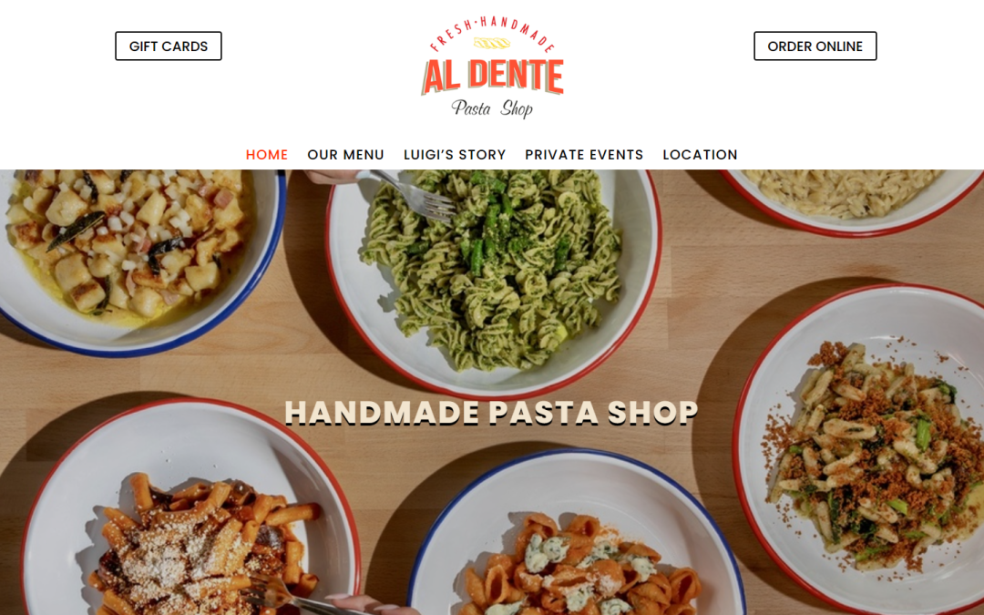 Chef and italian restaurant screenshot of homepage design in Rancho Park