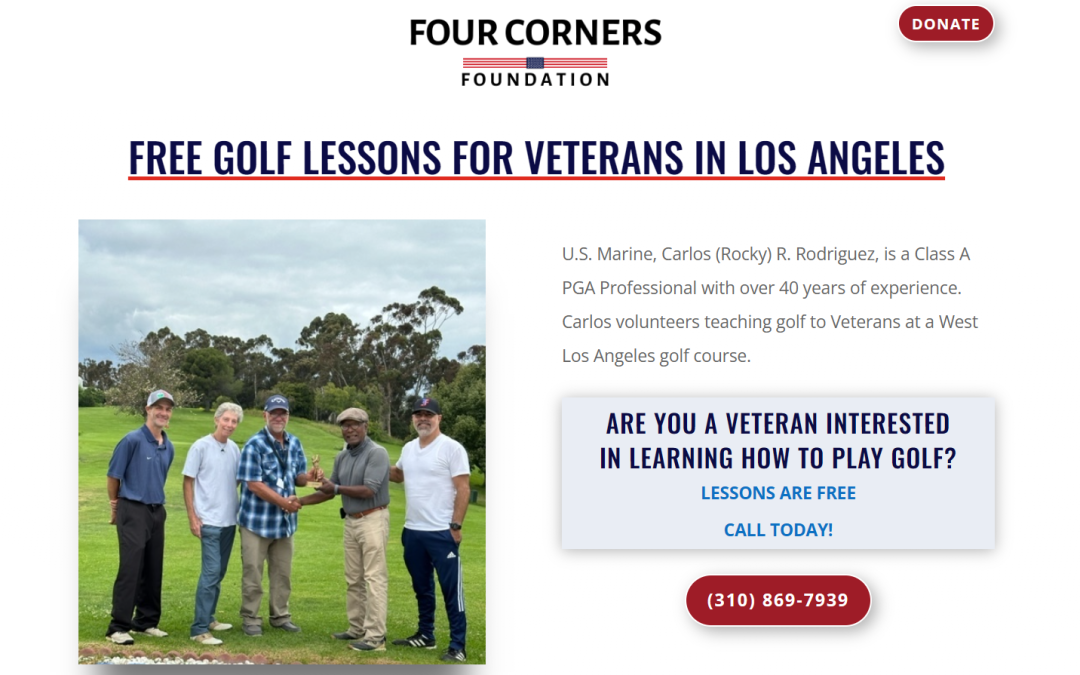 Screenshot of homepage of website build for non profit in Westwood