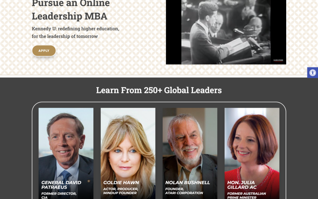 Online University website screenshot of homepage