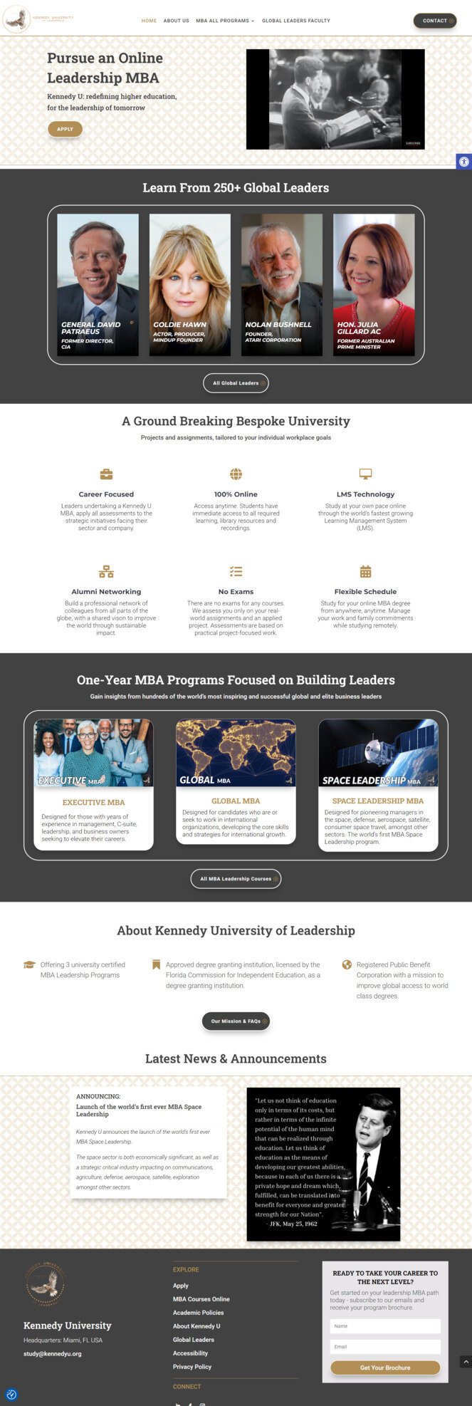 Online education website screengrab of the entire homepage. New site built