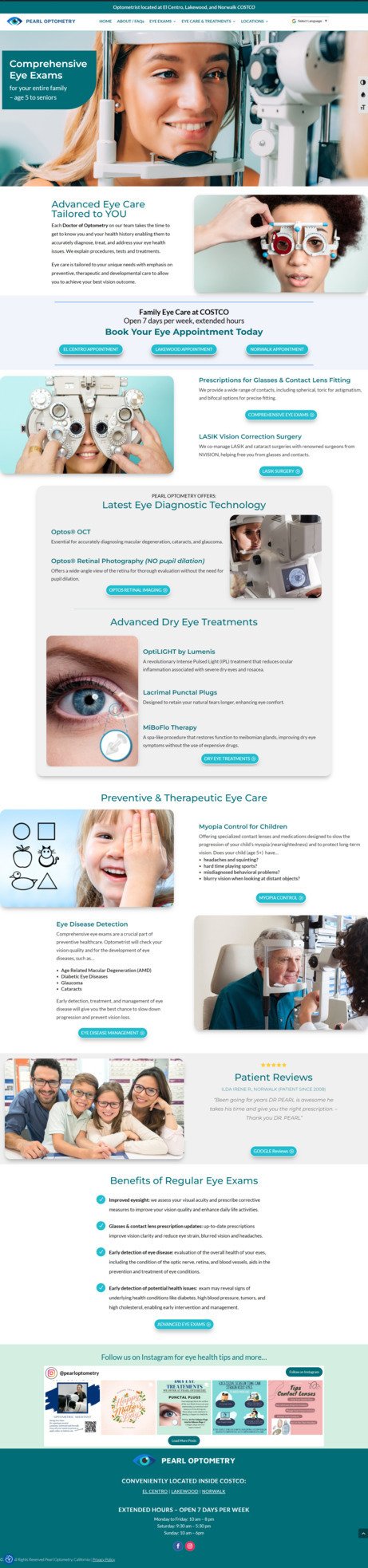 homepage-redesign-screenshot-eye-doctor Homepage screenshot of redesigned website for an eye doctor in NOrwalk, California