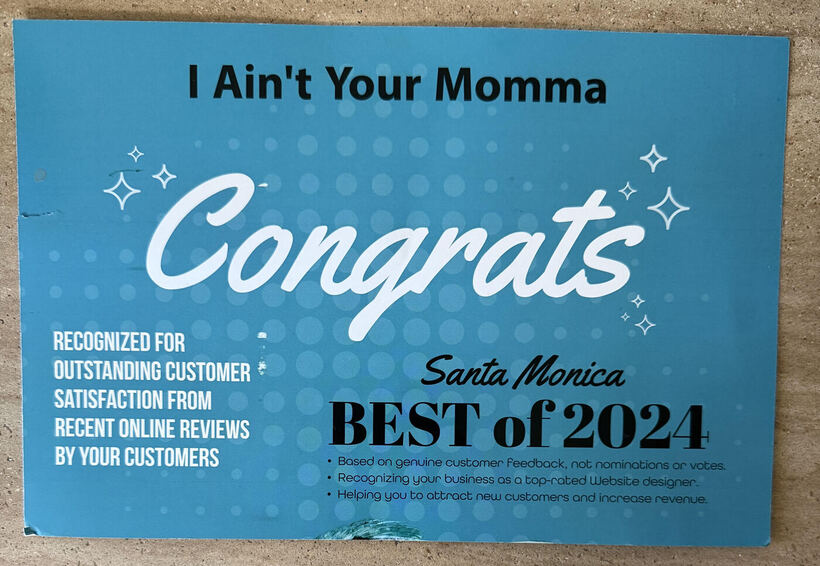 Business Rate 2024 customer service Best of 2024 Santa Monica web designer