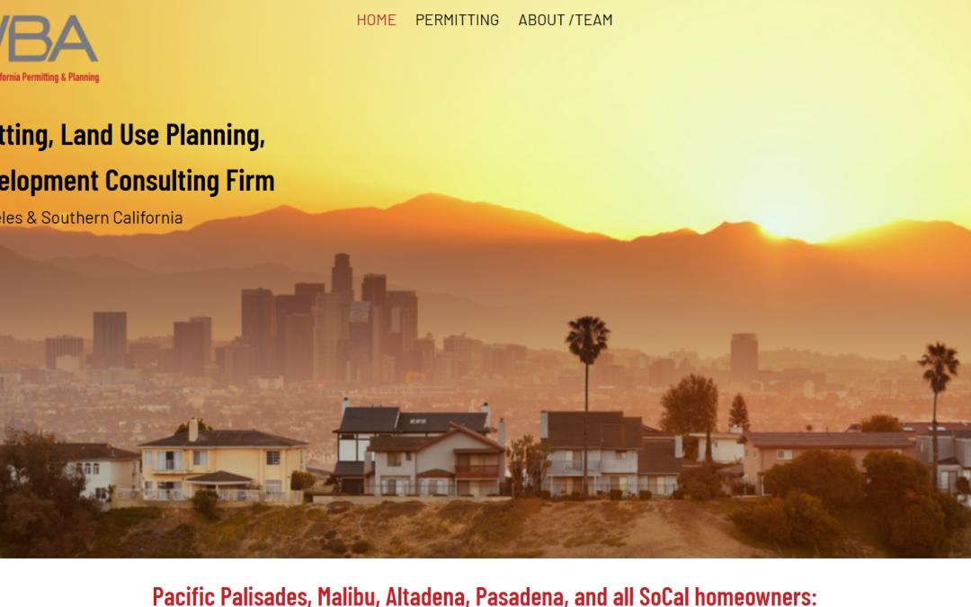 Home page screenshot of building and planning Los Angeles firm website designed and launched in 2025