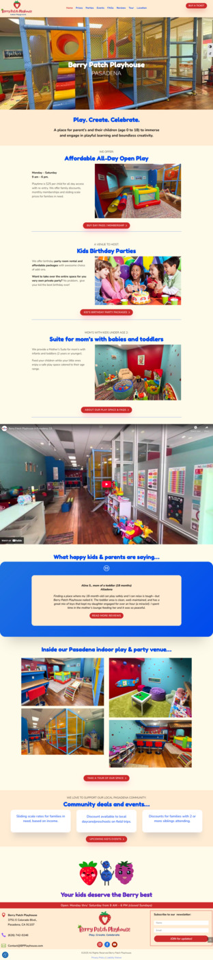 home-page-screenshot-pasadena-business New website build for a Pasadena business - fun, colofutl homepage screendhot of indoor playground