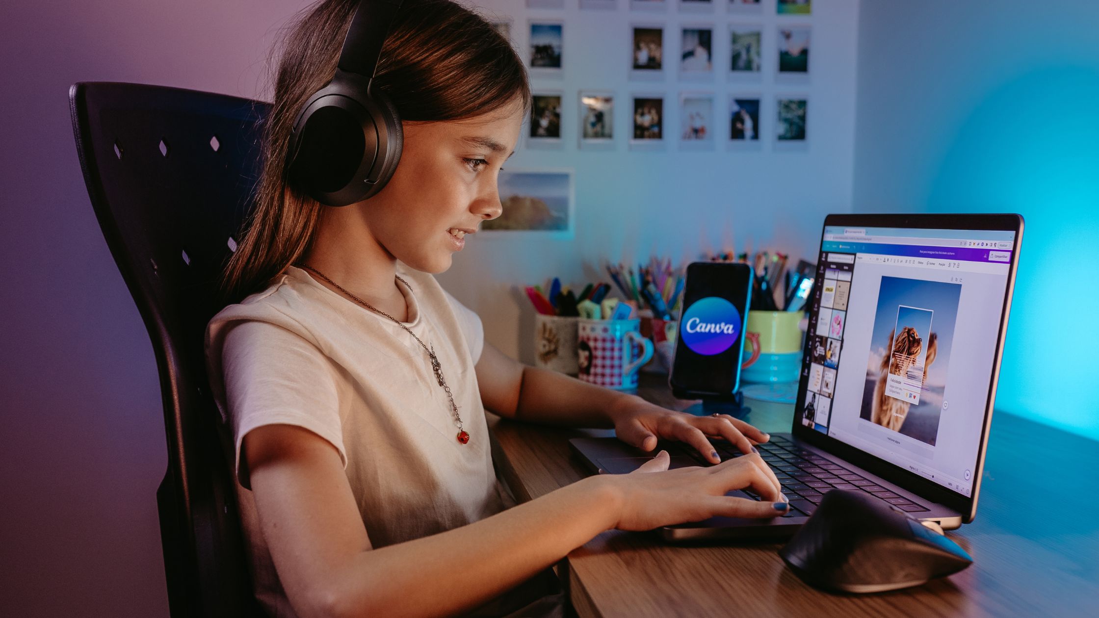 Kid building a website in Canva AI