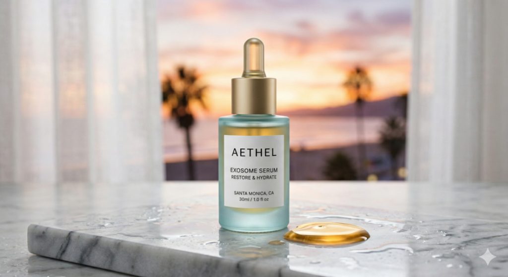 nano banana generated image for an esthetician in Santa Monica selling branded product