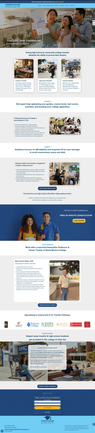 business-cv-12 Screenshot of Colleg Counselor web home page